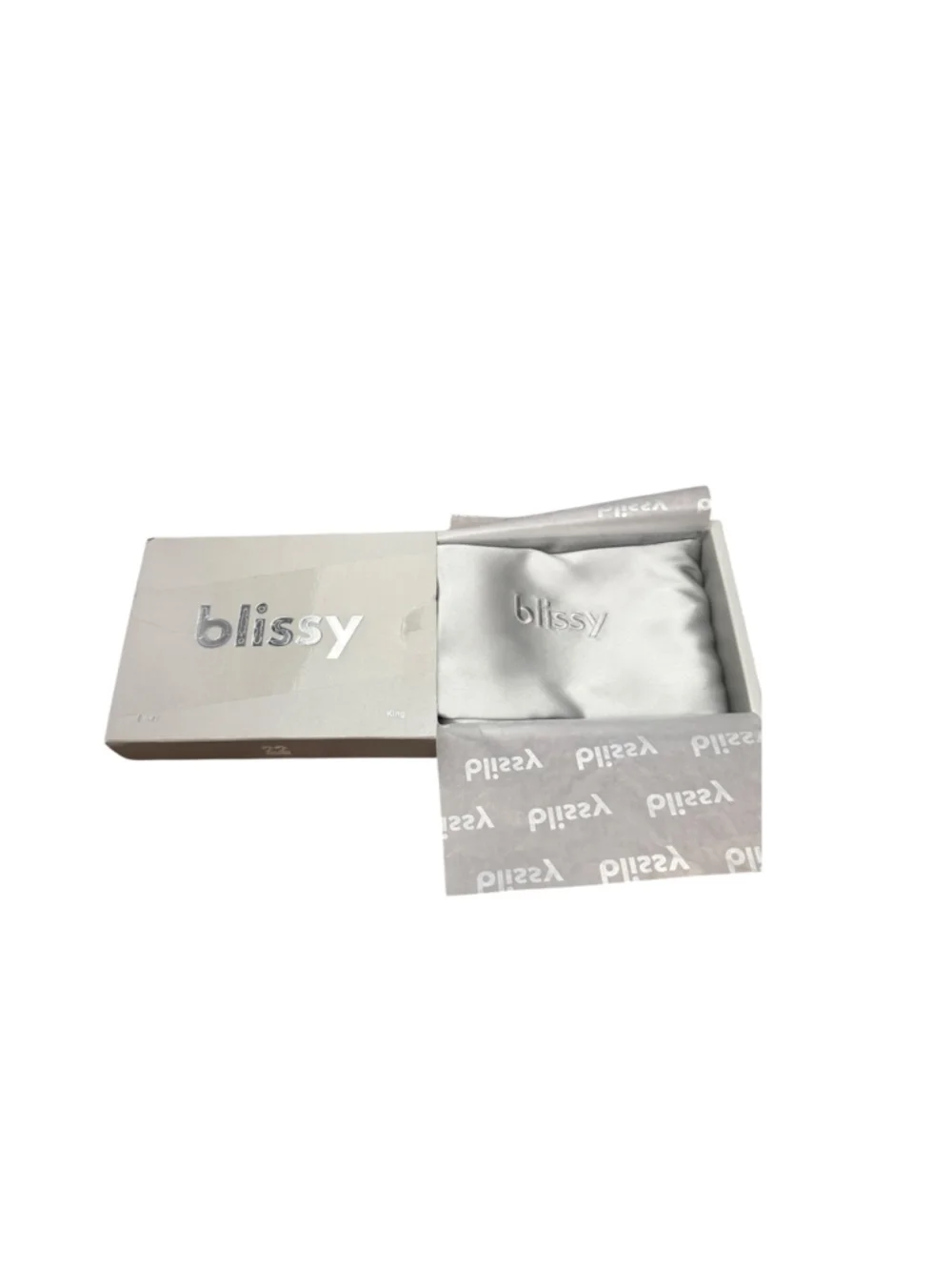 Blissy Silver King Silk Pillowcase 22 Momme Mulberry Silk NIB